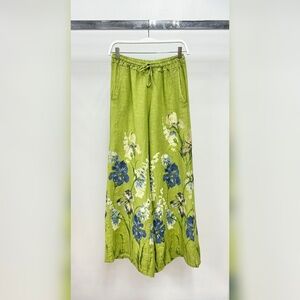(12-03-BLO-AVO) BLOSSOM BREEZE PRINT DRAWSTRING LINEN PANTS